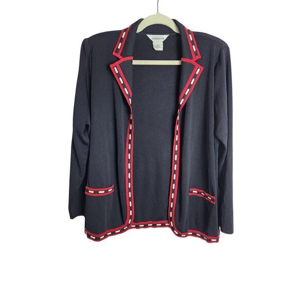 misook Sweaters - VTG Misook Open Front Cardigan sz L faux pockets office Professional Careerwear
